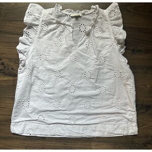 Free Assembly Womens XXL White Boho Eyelet Flutter Sleeve Top Pheasant